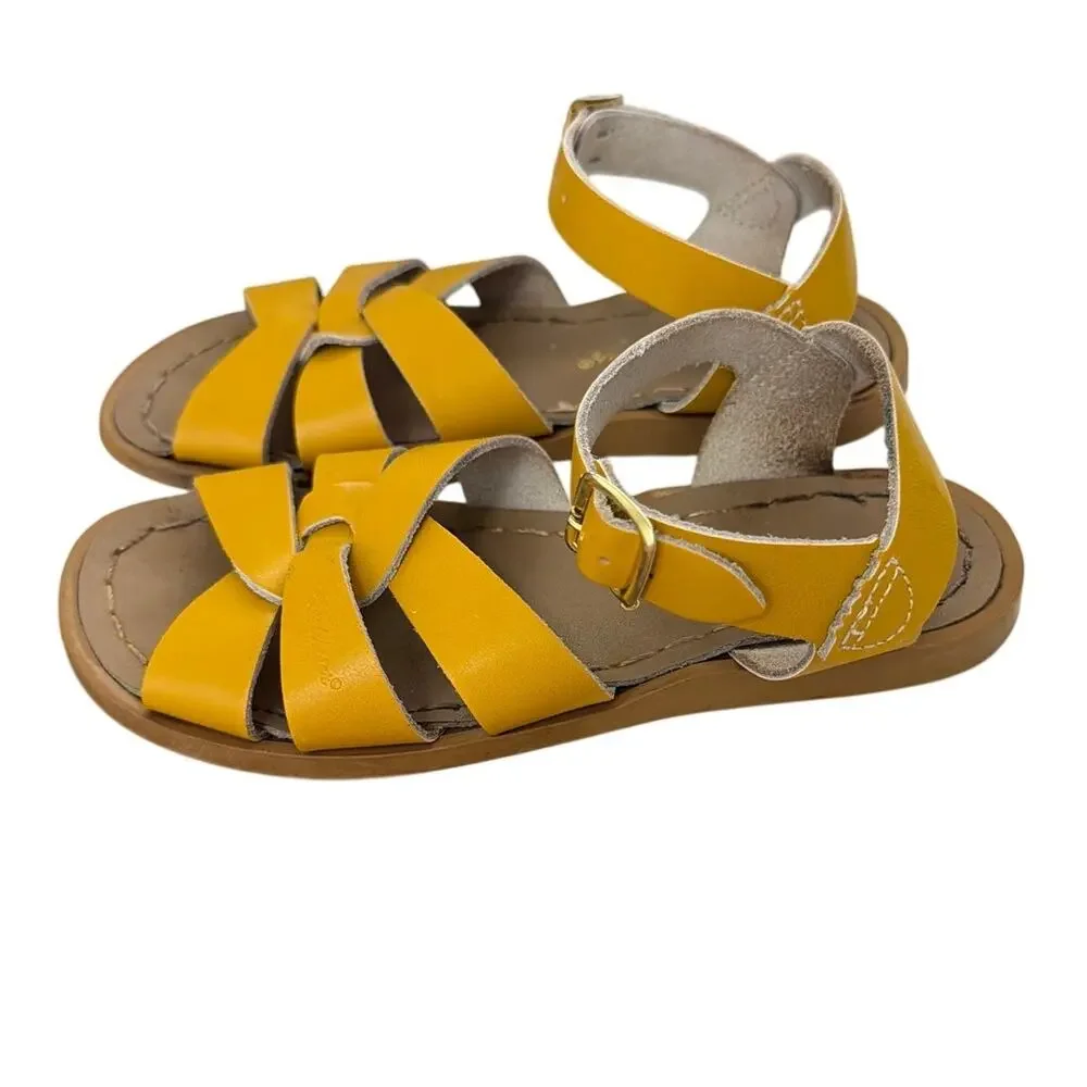 Saltwater Leather Sandals Yellow Toddler Size 12
